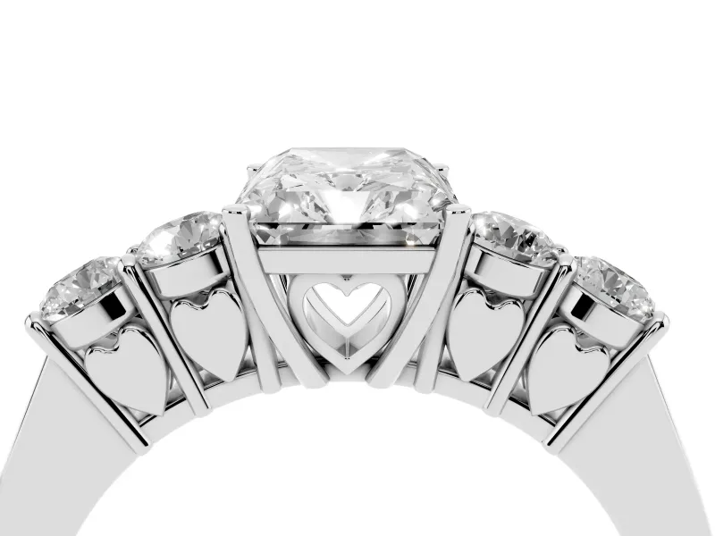 Radiant Cut Close Set Five Stone Engagement Ring Setting | Platinum