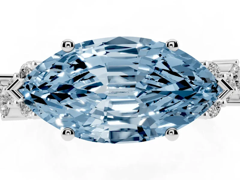 Marquise Scattered Accent Engagement Ring Setting for a Fancy Blue Lab-Grown Diamond | Platinum