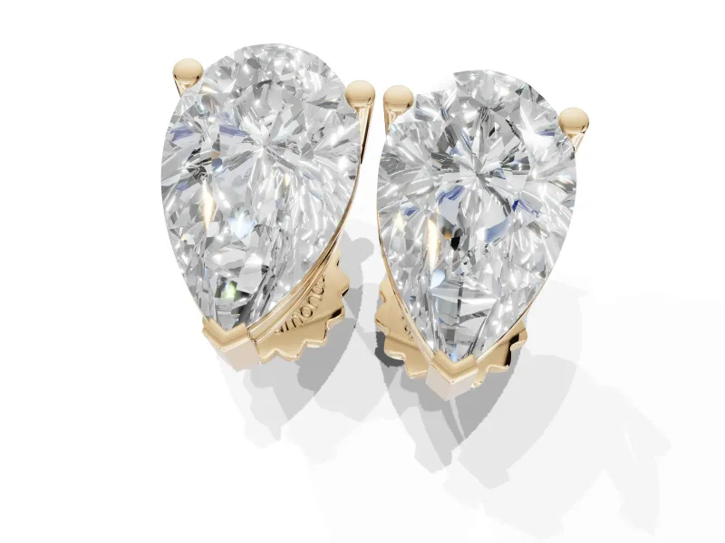 Princess Cut Lab-Grown Diamond Solitaire Basket Stud Earrings | Open Gallery | Yellow Gold