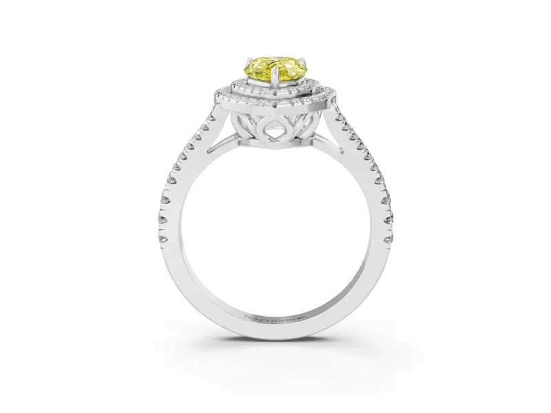 Pear-Shaped Halo Engagement Ring Setting for a Fancy Yellow Lab-Grown Diamond | White Gold - Design NV-24799