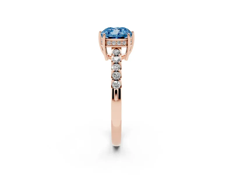 Cushion Cut Engagement Ring Setting for a Fancy Blue Lab-Grown Diamond | Rose Gold - Design NV-24649