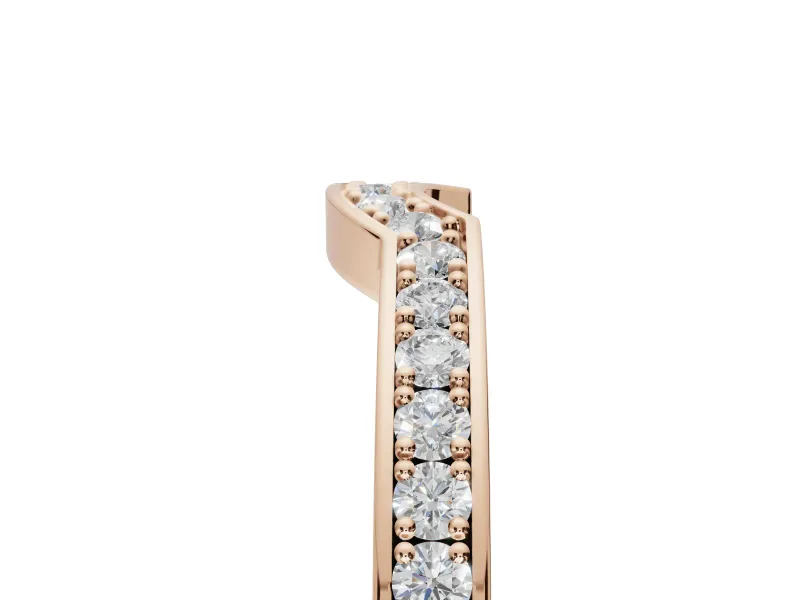 Round Lab-Grown Diamond Pavé Contour Wedding Band | Raised Rails | Rose Gold