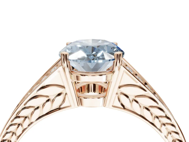 Oval Split Shank Pavé Engagement Ring Setting for a Fancy Blue Lab-Grown Diamond | Rose Gold