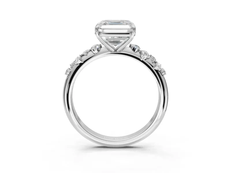 Asscher Cut Solitaire Engagement Ring Setting | Graduated Scattered Accents | Platinum