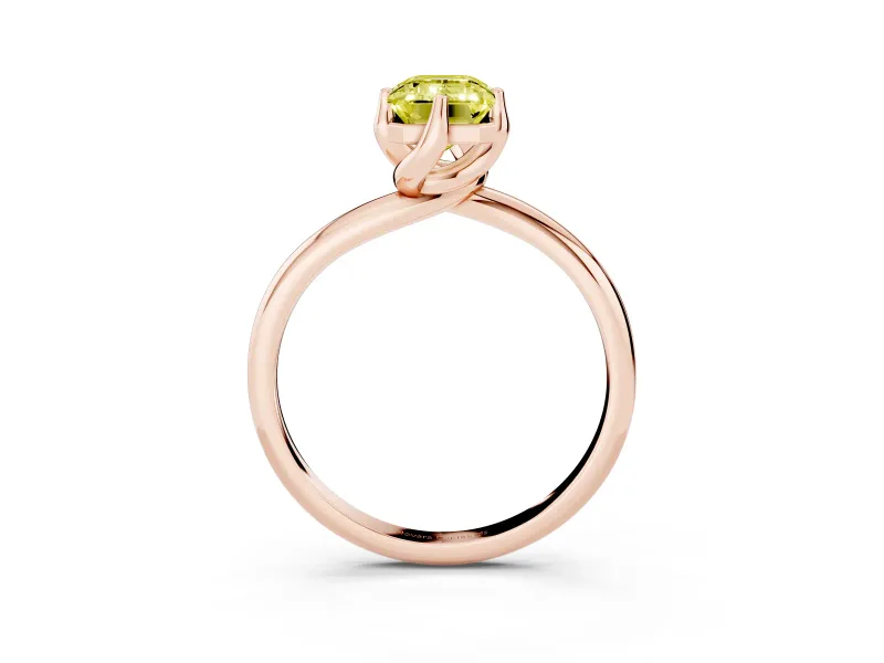Emerald Cut Bypass Solitaire Engagement Ring Setting for a Fancy Yellow Lab-Grown Diamond | Plain Band | Rose Gold