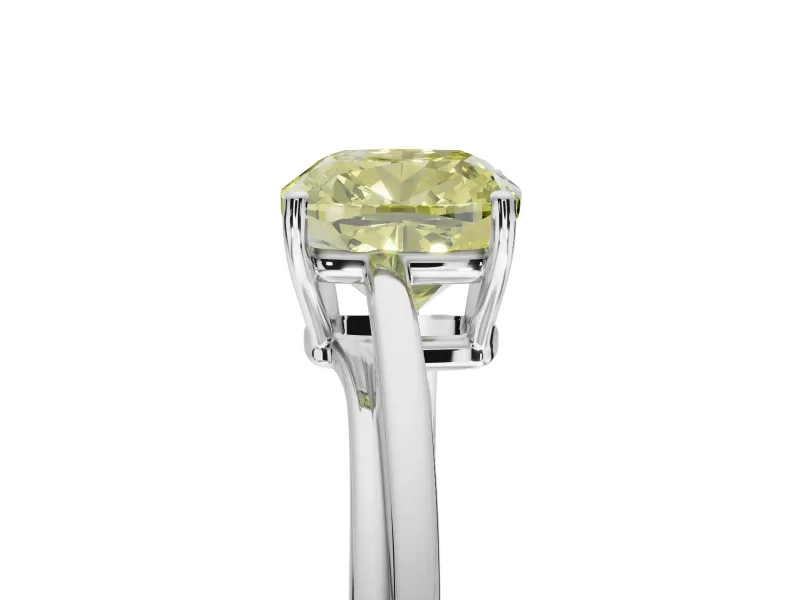 Cushion Cut Bypass Solitaire Engagement Ring Setting for a Fancy Yellow Lab-Grown Diamond | Platinum