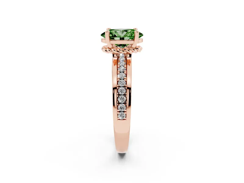 Oval Channel Engagement Ring Setting for a Fancy Green Lab-Grown Diamond | Rose Gold