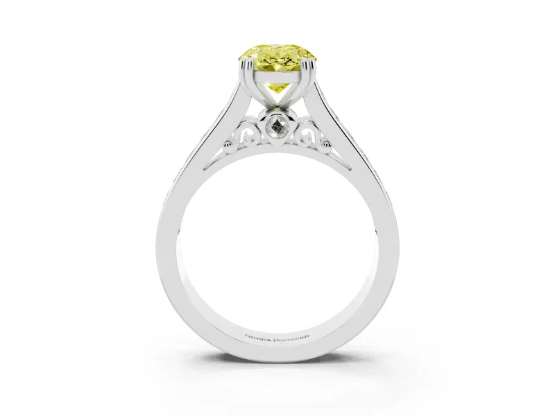 Oval Channel Engagement Ring Setting for a Fancy Yellow Lab-Grown Diamond | Sterling Silver - Design NV-24671