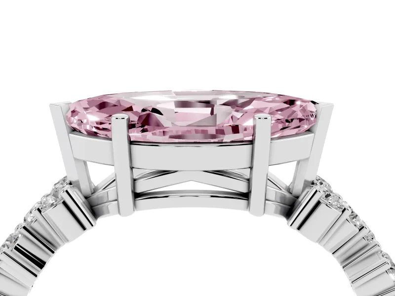 Marquise Accented Engagement Ring Setting for a Fancy Pink Lab-Grown Diamond | Sterling Silver