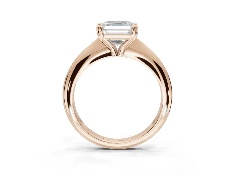 Princess Cut Tapered Solitaire Engagement Ring Setting | Double Claw Prongs | Rose Gold
