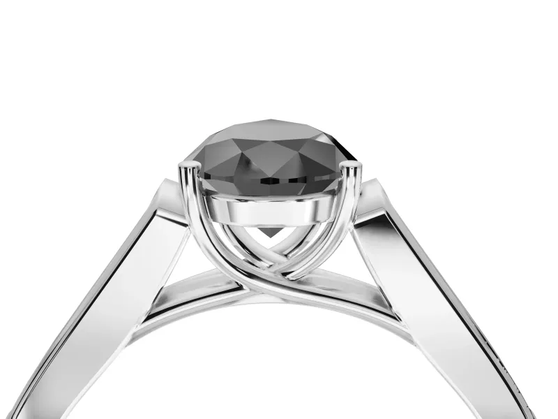 Pear-Shaped Cathedral Solitaire Engagement Ring Setting for a Black Center | Sterling Silver