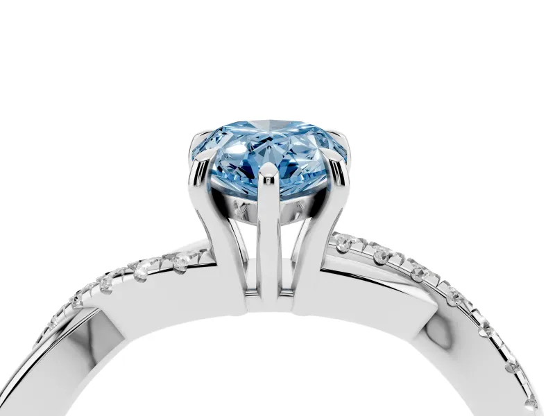 Pear-Shaped Crossover Engagement Ring Setting for a Fancy Blue Lab-Grown Diamond | Sterling Silver