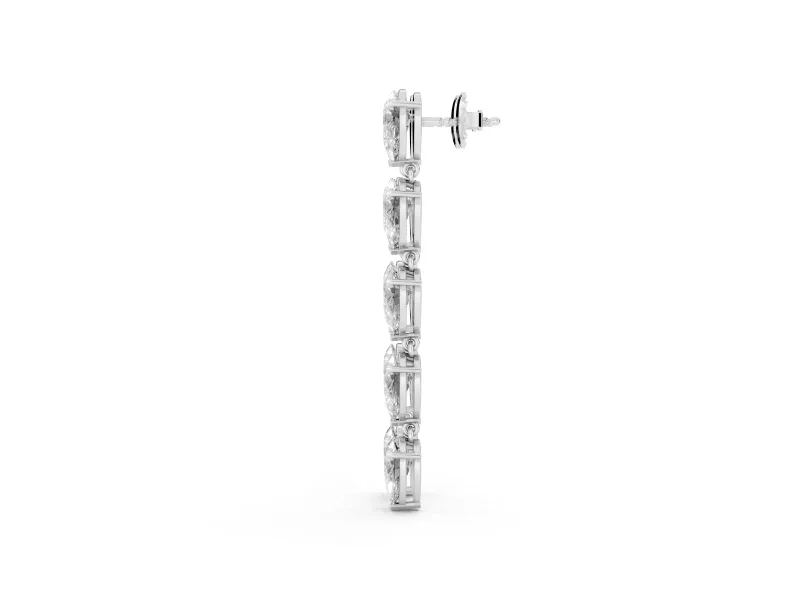 Pear-Shaped Lab-Grown Diamond Linked Dangle Earrings | Five Matching Stones | Sterling Silver