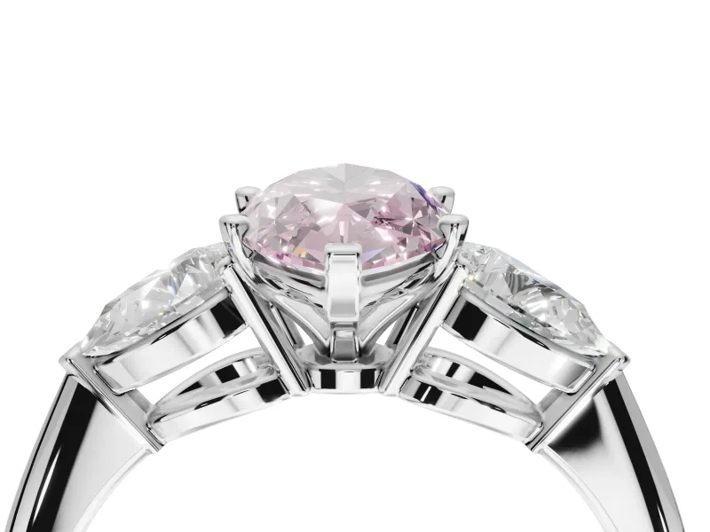 Marquise 3-Stone Engagement Ring Setting for a Fancy Pink Lab-Grown Diamond | Sterling Silver