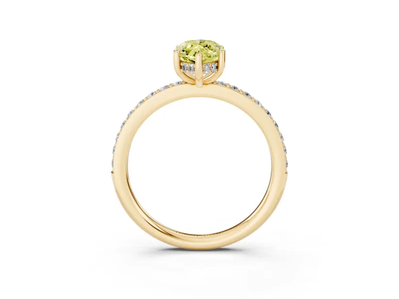 Marquise Hidden Halo Engagement Ring Setting for a Fancy Yellow Lab-Grown Diamond | Yellow Gold
