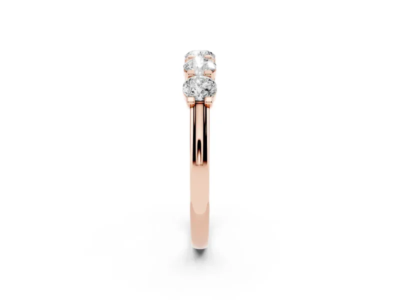 Round Diamond Half Eternity Band Set in Rose gold with Prong-Set Stones
