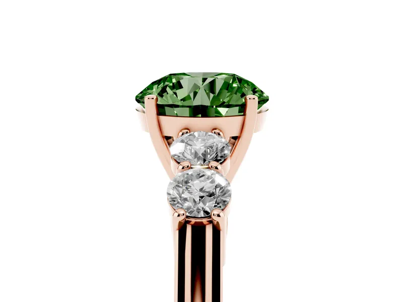 Round Close Set Five Stone Engagement Ring Setting for a Fancy Green Lab-Grown Diamond | Rose Gold