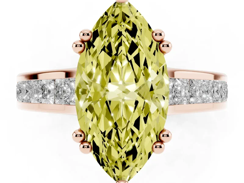 Marquise Channel Engagement Ring Setting for a Fancy Yellow Lab-Grown Diamond | Rose Gold - Design NV-24671