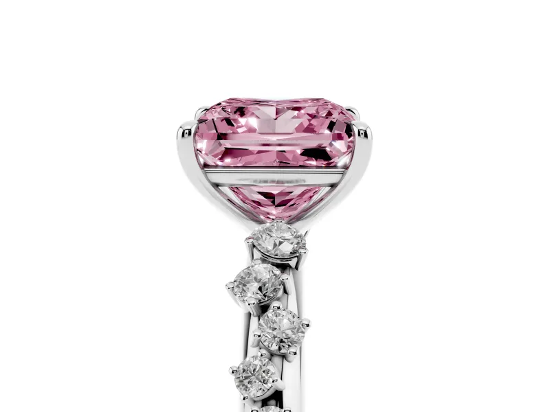 Princess Cut Graduated Solitaire Engagement Ring Setting for a Fancy Pink Lab-Grown Diamond | Sterling Silver