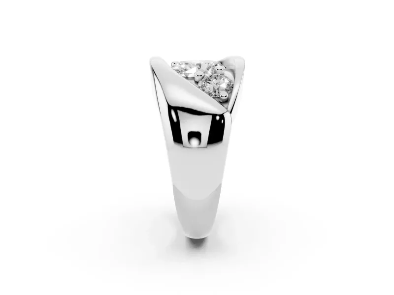 Oval Cut Diamond Channel-Set Crossover Ring Set in Platinum