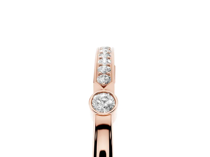 Round Diamond Pavé Bar Station Ring Set in Rose gold with Channel Setting