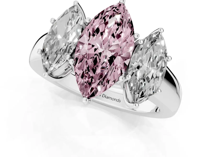 Marquise 3 Stone Engagement Ring Setting for a Fancy Pink Lab-Grown Diamond | Platinum
