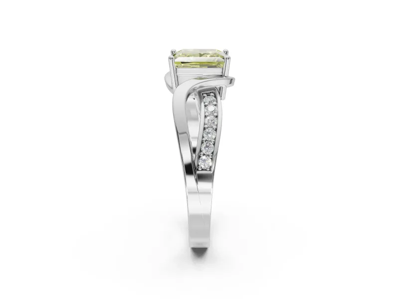 Princess Cut Bypass Engagement Ring Setting for a Fancy Yellow Lab-Grown Diamond | Sterling Silver - Design NV-24814