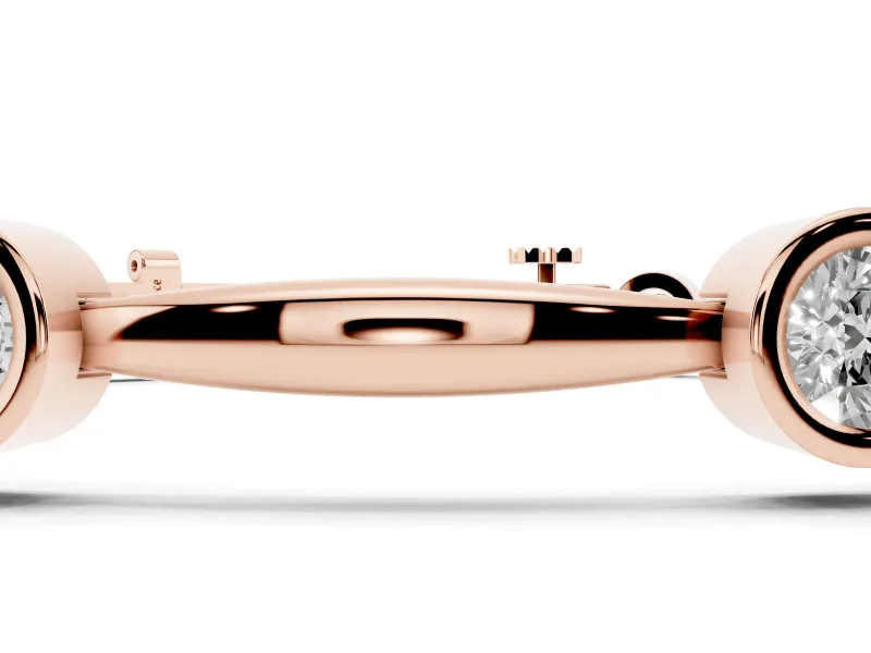 Round Lab-Grown Diamond Bezel Station Link Bracelet | Polished Bar Links | Rose Gold
