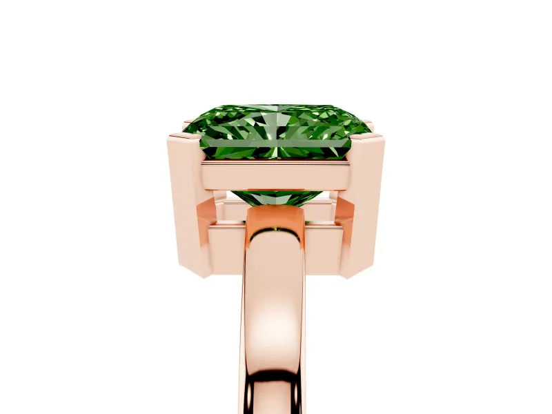 Radiant Cut Solitaire Engagement Ring Setting for a Fancy Green Lab-Grown Diamond | Flat Tab Prongs | Rose Gold