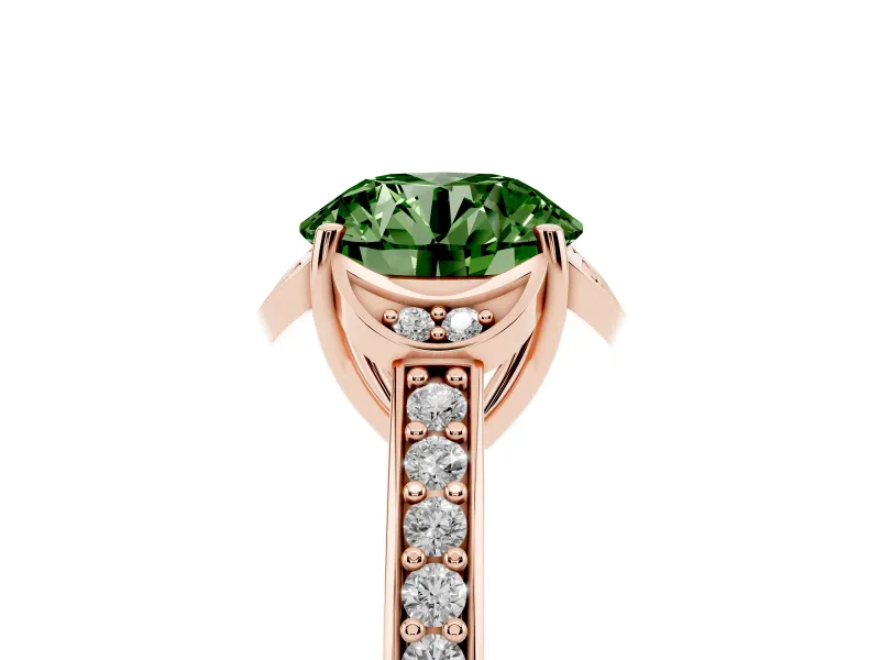 Round Floral Pavé Engagement Ring Setting for a Fancy Green Lab-Grown Diamond | Rose Gold