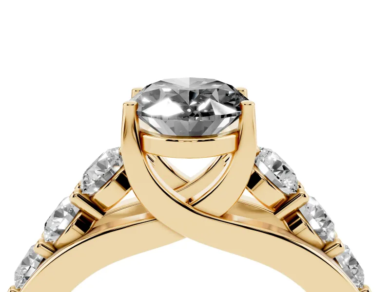 Oval Graduated Engagement Ring Setting for a Black Center | Yellow Gold