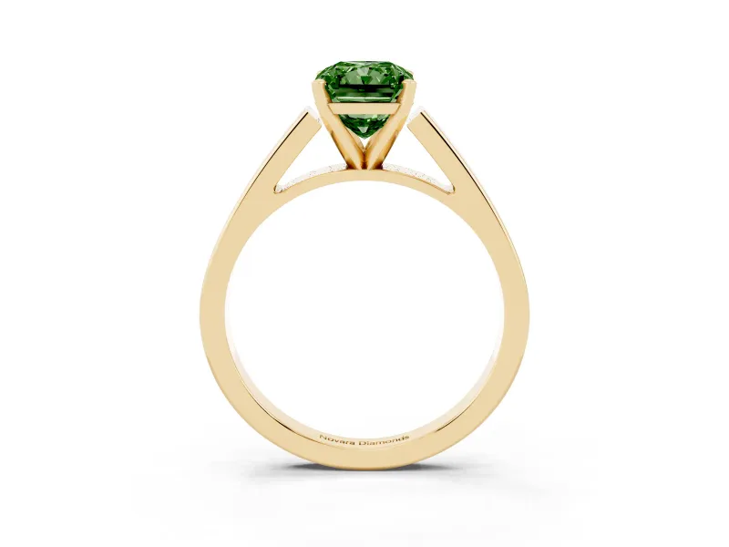 Radiant Cut Solitaire Engagement Ring Setting for a Fancy Green Lab-Grown Diamond | Yellow Gold