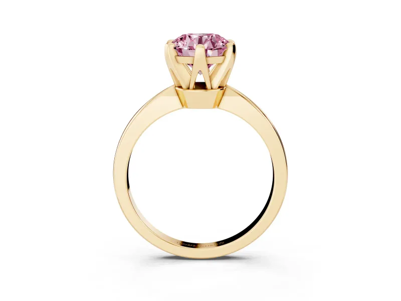 Round Tapered Solitaire Engagement Ring Setting for a Fancy Pink Lab-Grown Diamond | Claw Prong Head | Yellow Gold