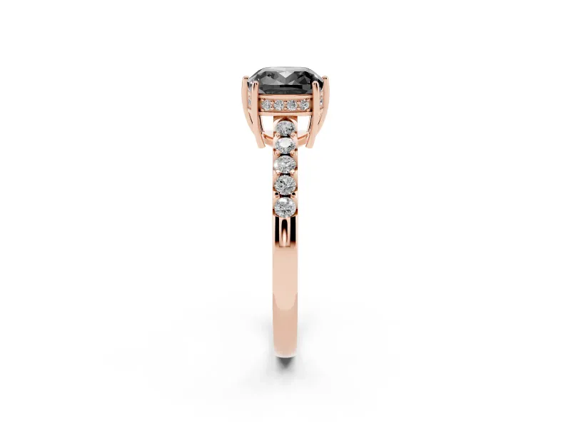 Cushion Cut Hidden Halo Engagement Ring Setting for a Black Center | Rose Gold