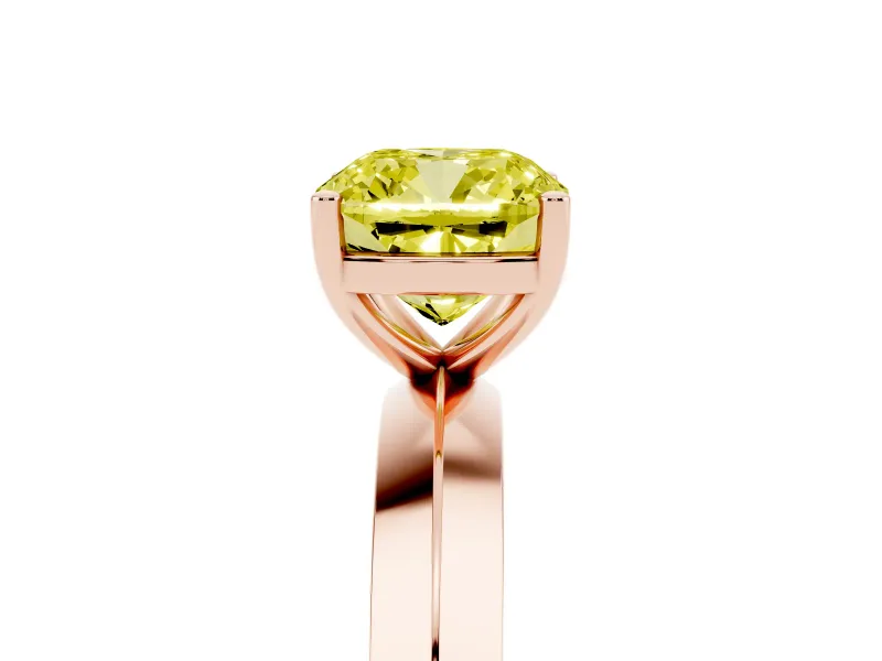 Cushion Cut Knife-Edge Engagement Ring Setting for a Fancy Yellow Lab-Grown Diamond | Rose Gold