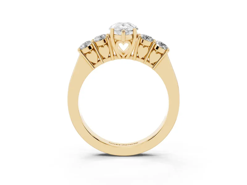 Pear-Shaped Close Set Five Stone Engagement Ring Setting | Yellow Gold