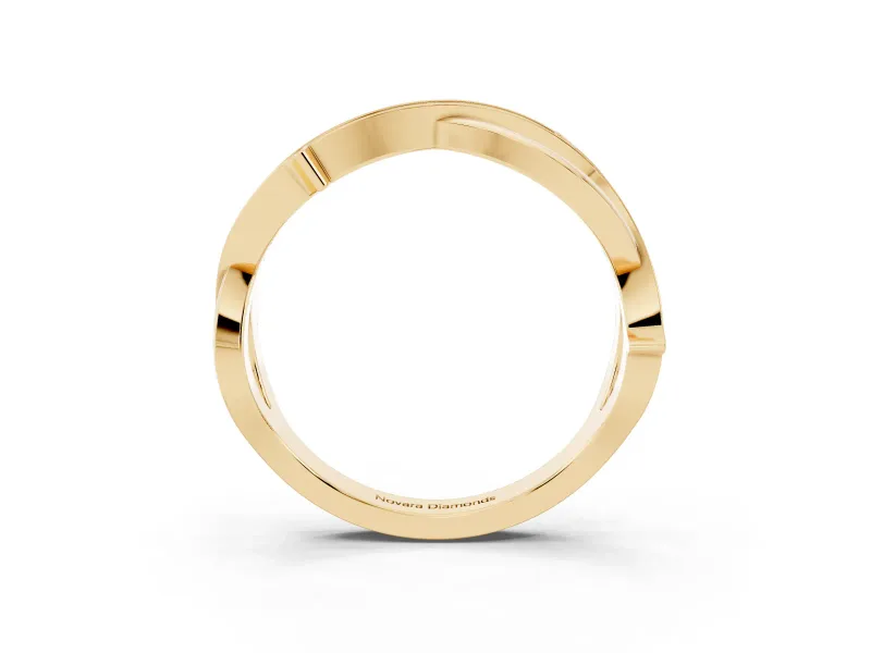 Round Diamond Pavé Twist Band Set in Yellow gold with Bezel Setting