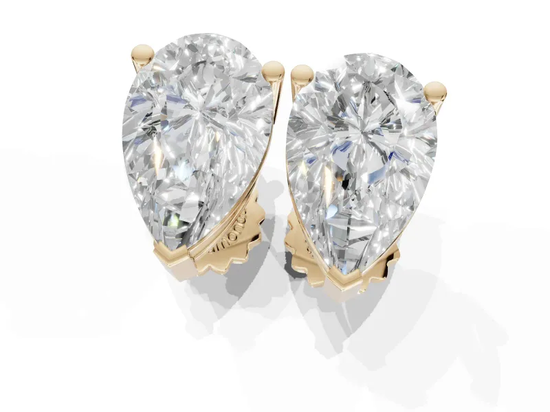 Marquise Lab-Grown Diamond Solitaire Basket Stud Earrings | Open Gallery | Yellow Gold