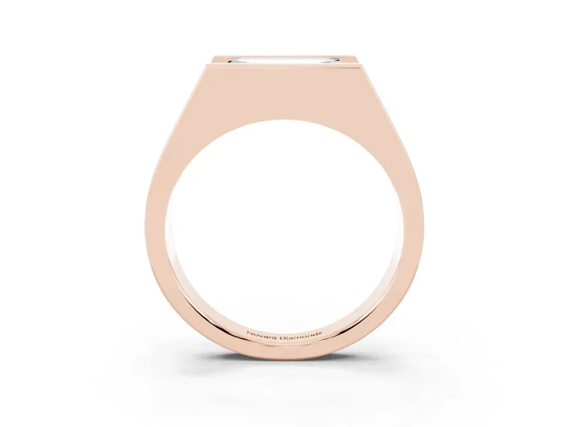 Baguette East-West Geometric Solitaire Engagement Ring Setting | Open Sides | Rose Gold