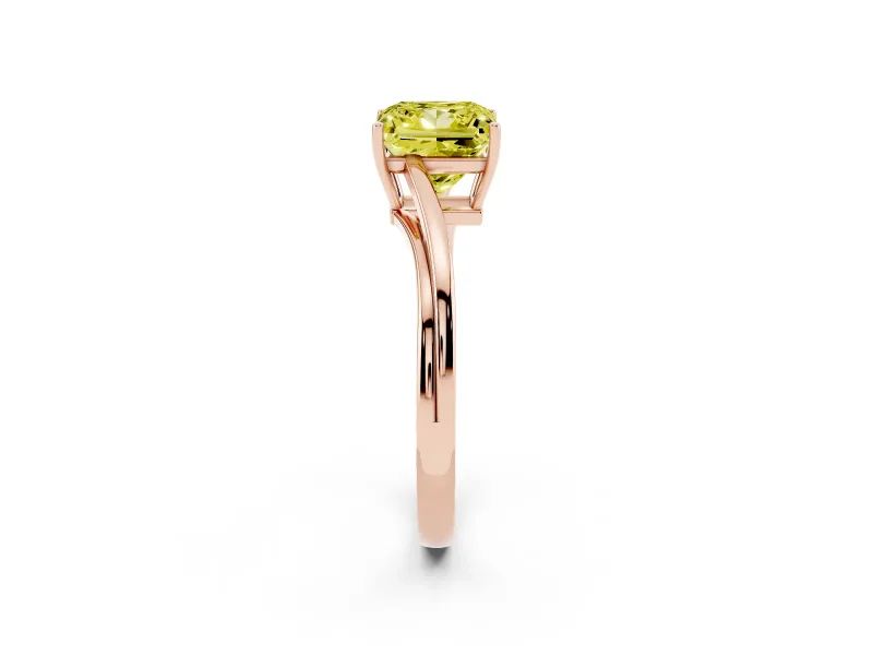 Princess Cut Bypass Solitaire Engagement Ring Setting for a Fancy Yellow Lab-Grown Diamond | Rose Gold
