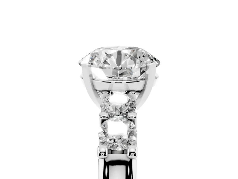 Round Five Stone Engagement Ring Setting | Prong-Set Side Stones | Sterling Silver