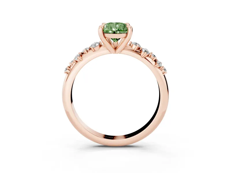 Pear-Shaped Graduated Accent Engagement Ring Setting for a Fancy Green Lab-Grown Diamond | Rose Gold