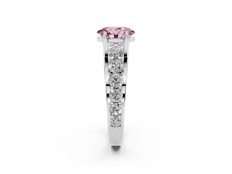 Oval Graduated Engagement Ring Setting for a Fancy Pink Lab-Grown Diamond | Sterling Silver