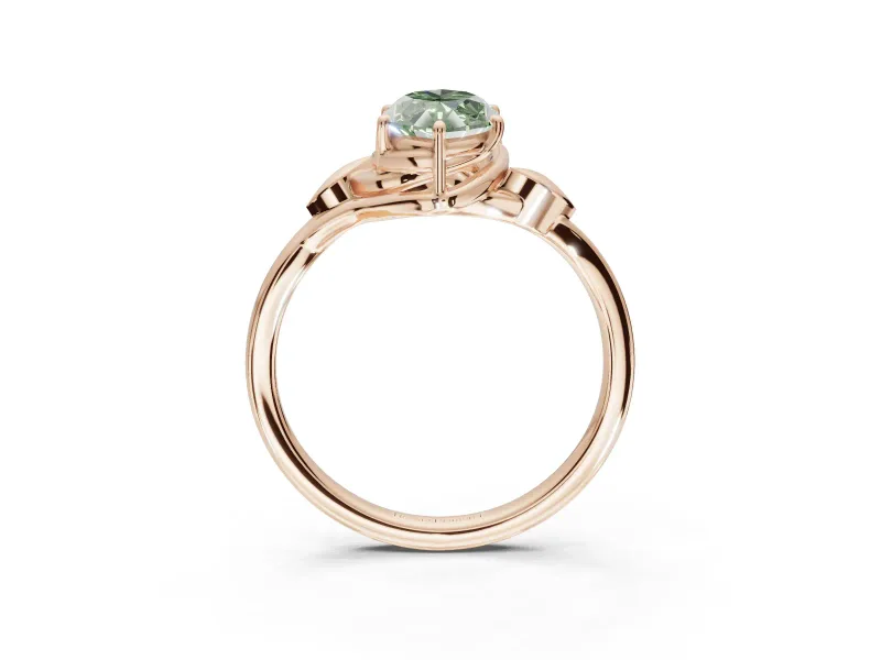 Marquise Bypass Solitaire Engagement Ring Setting for a Fancy Green Lab-Grown Diamond | Rose Gold
