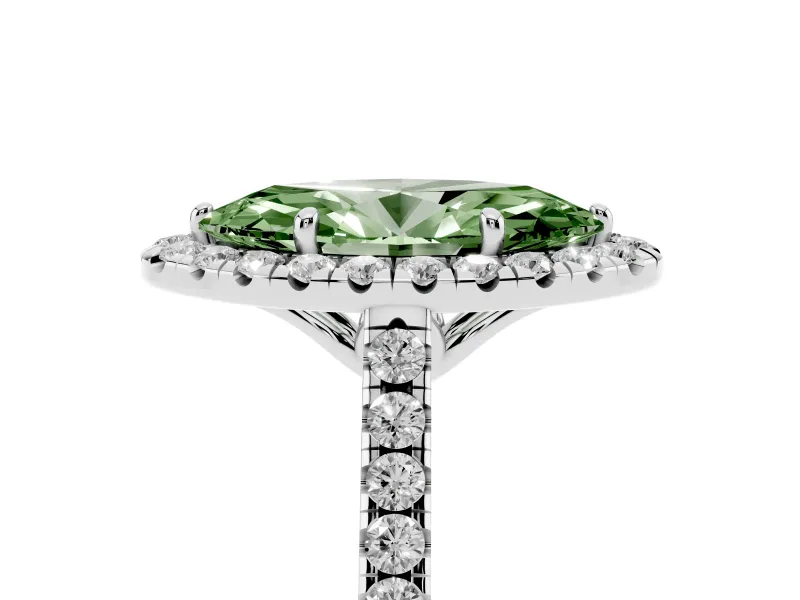 Marquise Raised Halo Engagement Ring Setting for a Fancy Green Lab-Grown Diamond | Platinum