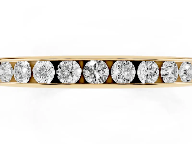 Round Diamond Wedding Eternity Band Set in Yellow gold with Channel Setting