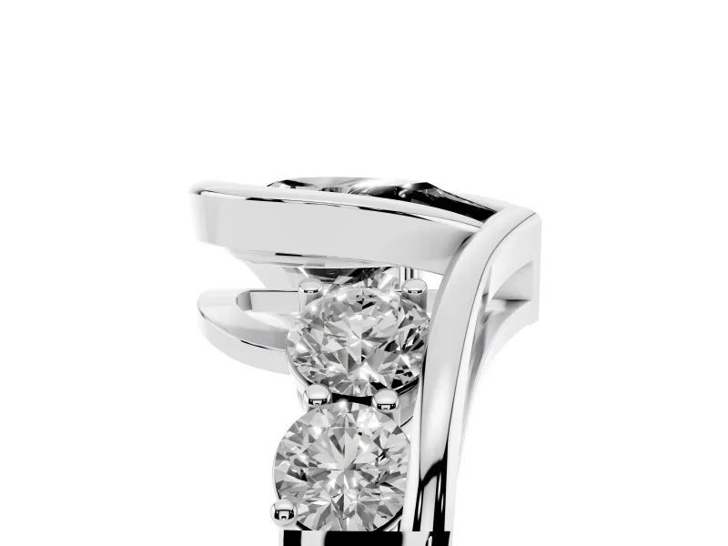 Fancy Black Pear Cut Diamond Bezel Bypass Ring Set in Silver with Round Accents