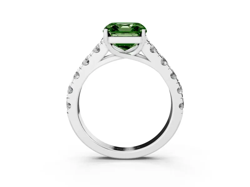 Asscher Cut Engagement Ring Setting for a Fancy Green Lab-Grown Diamond | Sterling Silver - Design NV-24643
