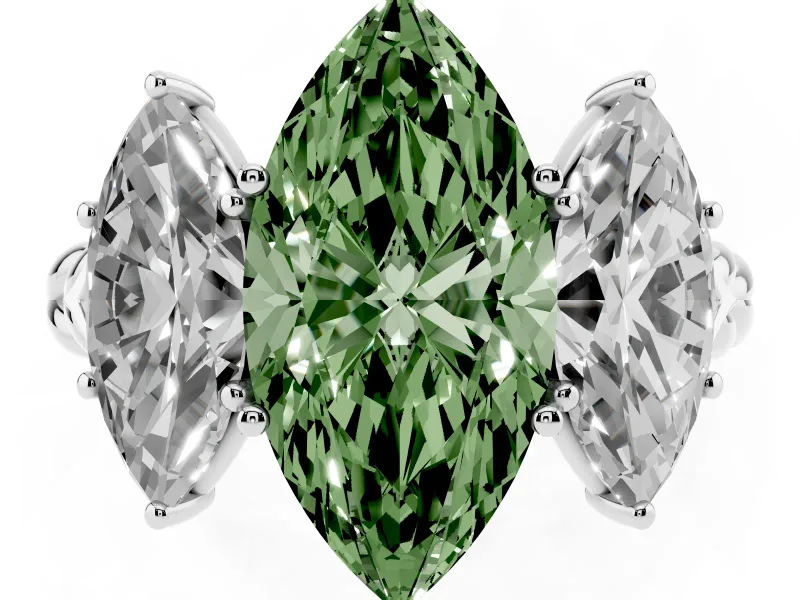 Marquise Three Stone Engagement Ring Setting for a Fancy Green Lab-Grown Diamond | Braided Band | Platinum
