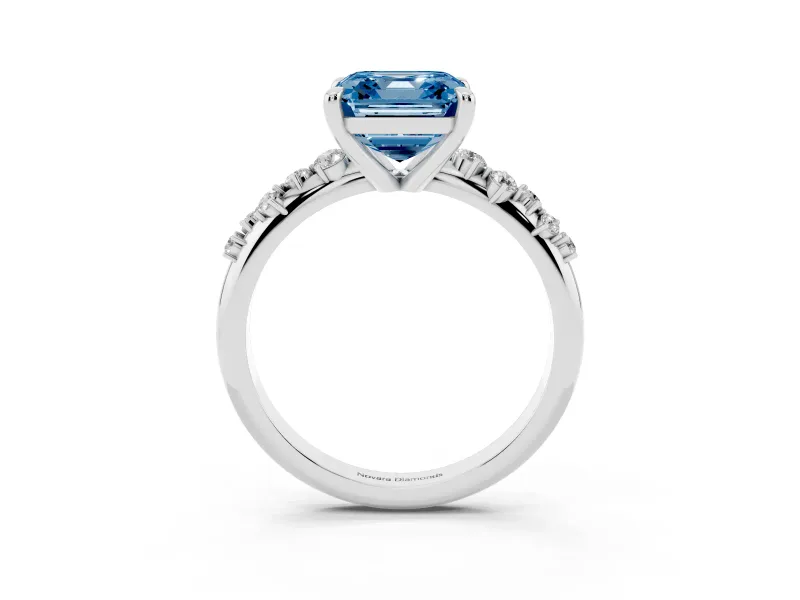 Asscher Cut Graduated Engagement Ring Setting for a Fancy Blue Lab-Grown Diamond | Sterling Silver